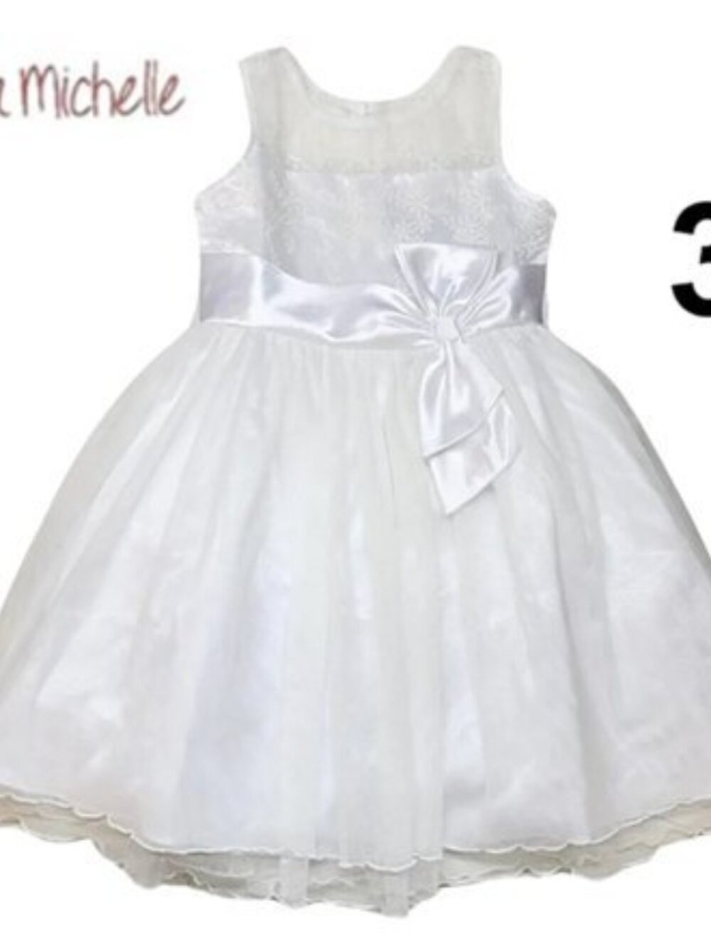 Girl's Jona Michelle Holiday Dress - SIZE 3 - White (STYLE: 765604)